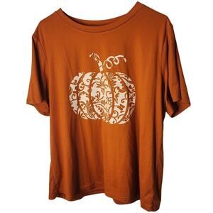 Pumpkin Scroll Graphic T-Shirt Burnt Orange Fall Thanksgiving Tee 1XL